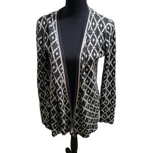 Belldini Heather Charcoal and Oatmeal Open Front Cardigan Sweater, Sz M